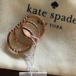 Kate Spade Full Rose Gold 3 Ring Set SZ 7